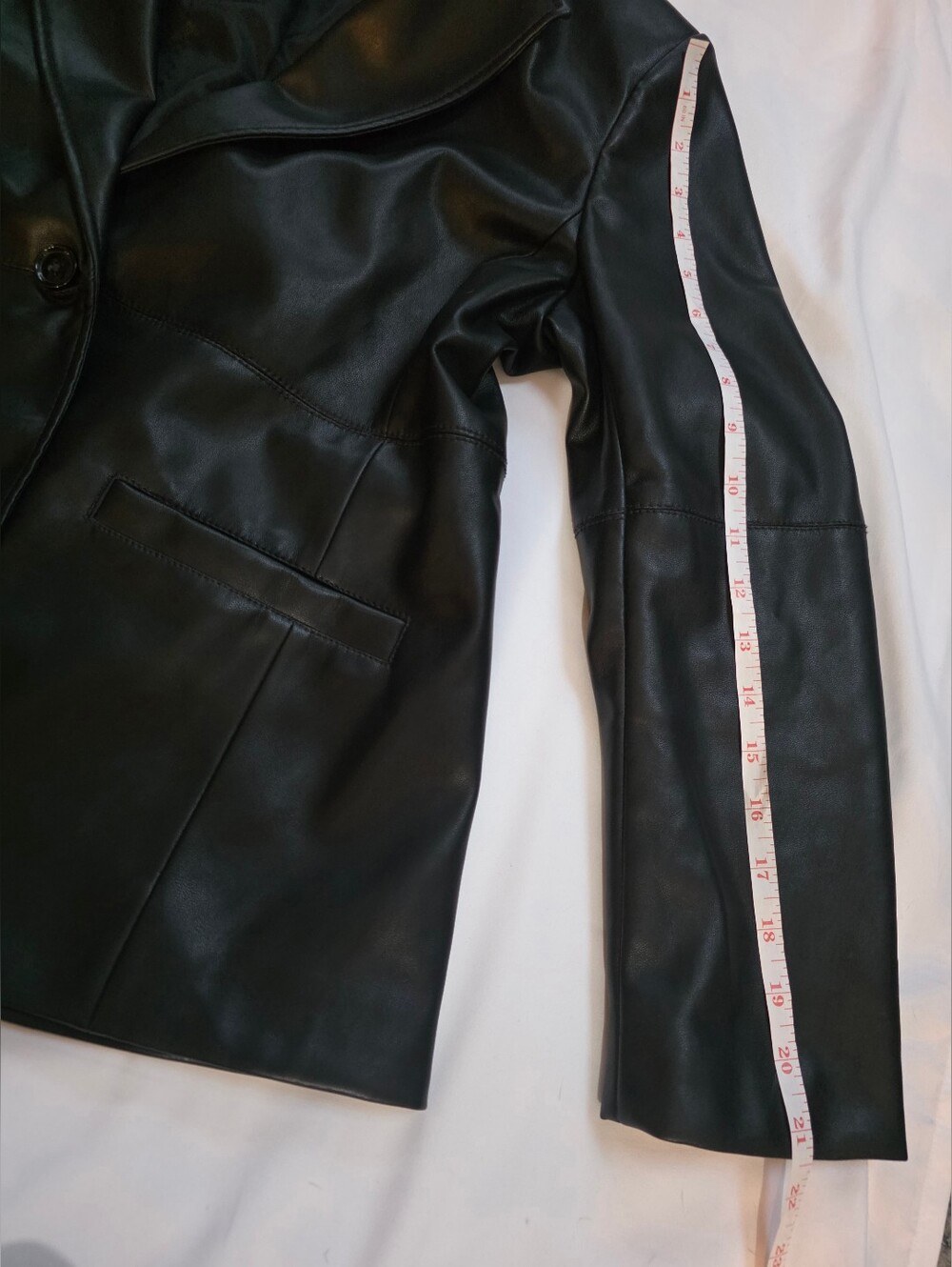 Banana Republic Faux Leather Blazer Jacket Black Women's 8 Petite Classic - Picture 10 of 11